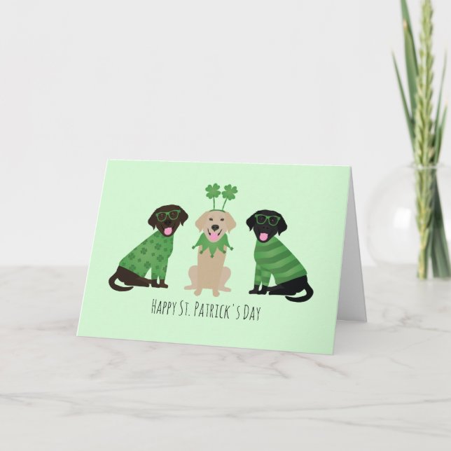 Happy St Patricks Day Labrador Retriever Dogs Holiday Card (Front)