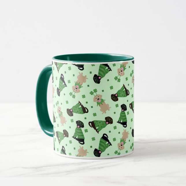 Happy St Patricks Day Labrador Retriever Dogs Mug (Front Left)