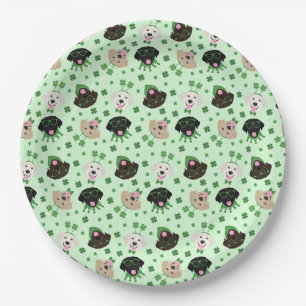 Happy St Patricks Day Labrador Retriever Dogs Paper Plate