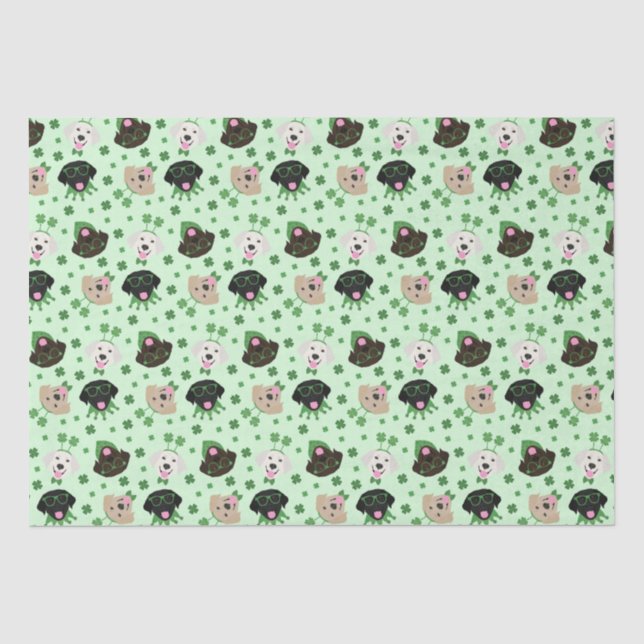 Happy St Patricks Day Labrador Retriever Dogs Tissue Paper (Front)