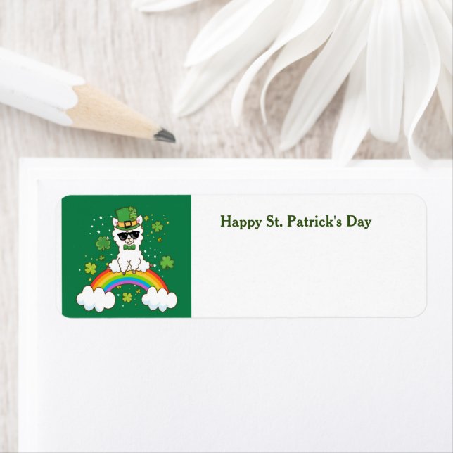 Happy St. Patrick's Day lama l'adresse de retour (En situation)