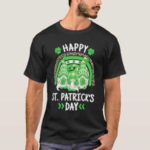 Happy St Patricks Day Leopard Rainbow Irish Gnomes T-Shirt