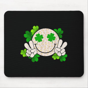Happy St Patrick's Day Leopard Smile Face Irish Sh Mouse Pad