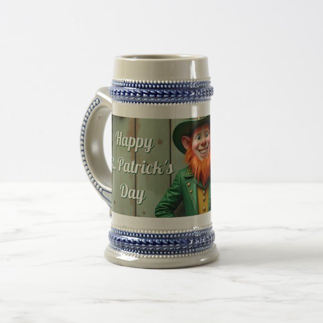 Happy St. Patrick's Day Leprechaun Beer Stein (Front Left)
