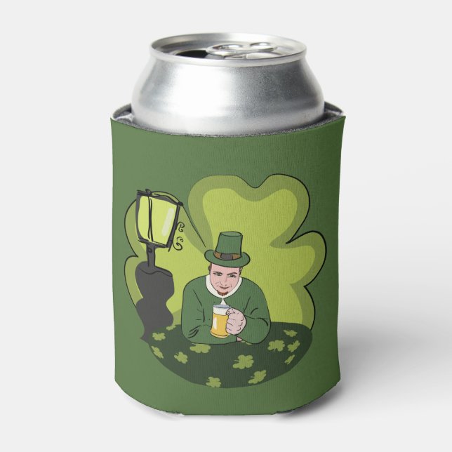"HAPPY ST. PATRICK'S DAY" LEPRECHAUN CAN COOLER (Can Front)