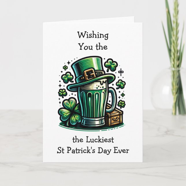 Happy St Patrick's Day Leprechaun Card (Front)