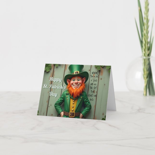 Happy St. Patrick's Day Leprechaun Card (Front)