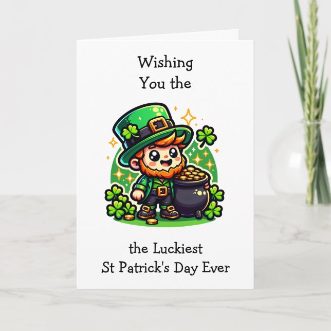 Happy St Patrick's Day Leprechaun Card (Front)