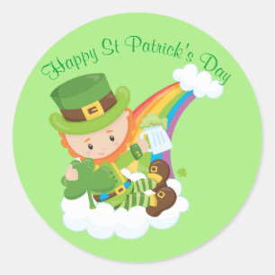 Happy St Patrick's Day Leprechaun Classic Round Sticker