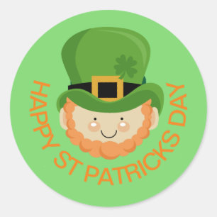 Happy St Patricks Day leprechaun Classic Round Sticker