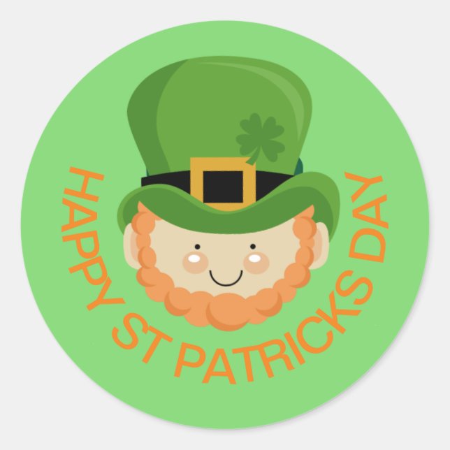 Happy St Patricks Day leprechaun Classic Round Sticker (Front)