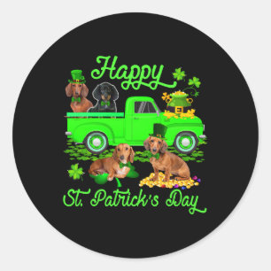 Happy St. Patricks Day Leprechaun Dachshund Green  Classic Round Sticker