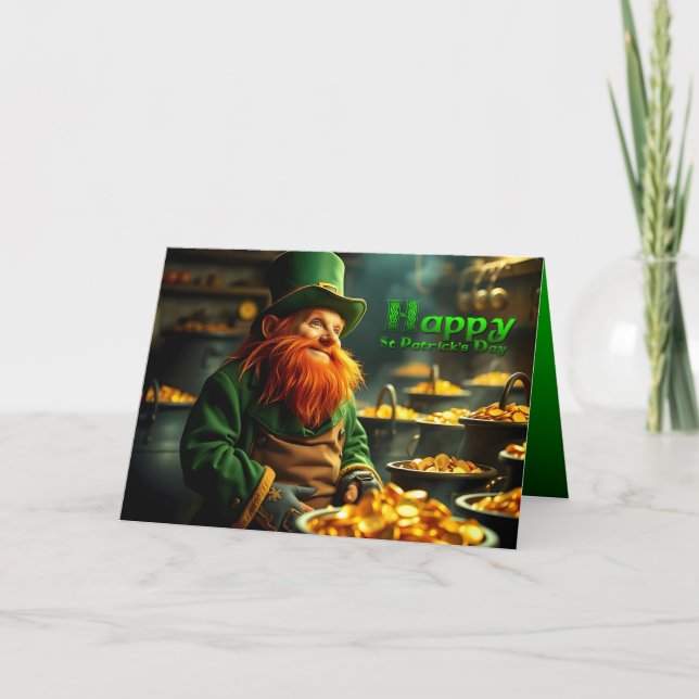 Happy St Patrick's Day Leprechaun HGC05 Card (Front)