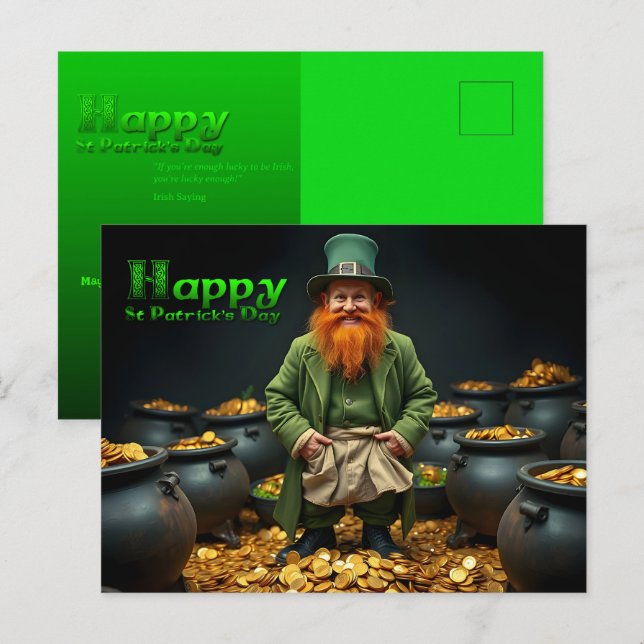 Happy St Patrick's Day Leprechaun HPostC02 Holiday Postcard (Front/Back)