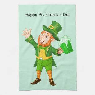 Happy St. Patrick's Day Leprechaun Kitchen Towel