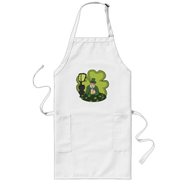 "HAPPY ST. PATRICK'S DAY" LEPRECHAUN LONG APRON (Front)