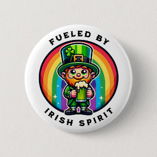 Happy St Patrick's Day Leprechaun with Green Beer 2 Inch Round Button