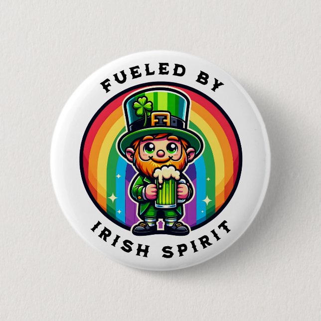 Happy St Patrick's Day Leprechaun with Green Beer 2 Inch Round Button (Front)