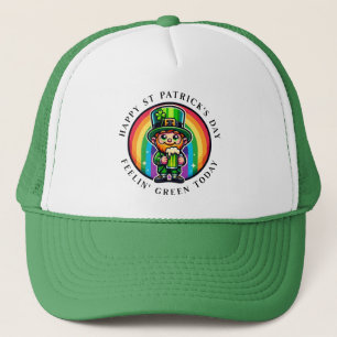 Happy St Patrick's Day Leprechaun with Green Beer Trucker Hat