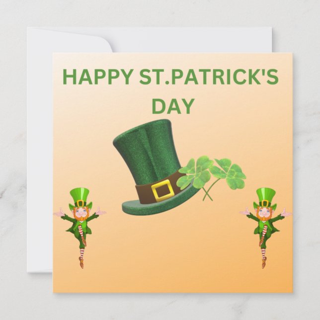 HAPPY ST. PATRICK'S DAY Leprechauns Jig Holiday Card (Front)