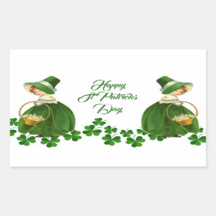 Happy St Patrick's Day Little Girl Lucky Shamrocks Sticker