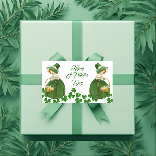 Happy St Patrick's Day Little Girl Lucky Shamrocks Sticker