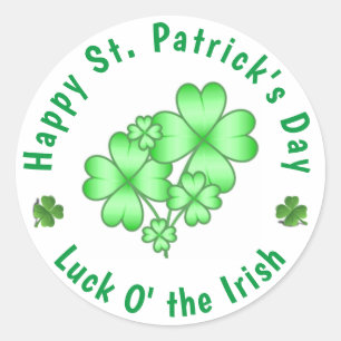Happy St Patrick's Day Luck O' the Irish Classic Round Sticker