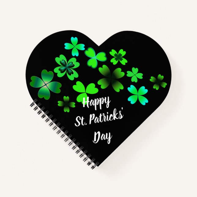 Happy St. Patrick's Day, Lucky Clover Green Irish Notebook (Front)