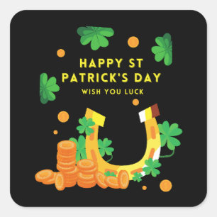Happy St. Patricks Day -Lucky Irish Shamrock       Square Sticker