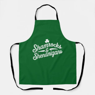 Happy St Patricks Day Lucky Shamrock&Shenanigans Apron