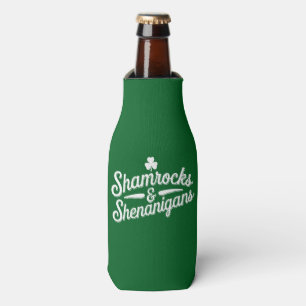 Happy St Patricks Day Lucky Shamrock&Shenanigans Bottle Cooler