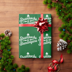 Happy St Patricks Day Lucky Shamrock&Shenanigans Wrapping Paper