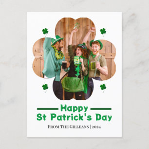 Happy St patricks day Lucky Shamrocks family photo Holiday Postcard