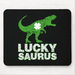 Happy St Patricks Day Luckysaurus Dinosaur Shamroc Mouse Pad