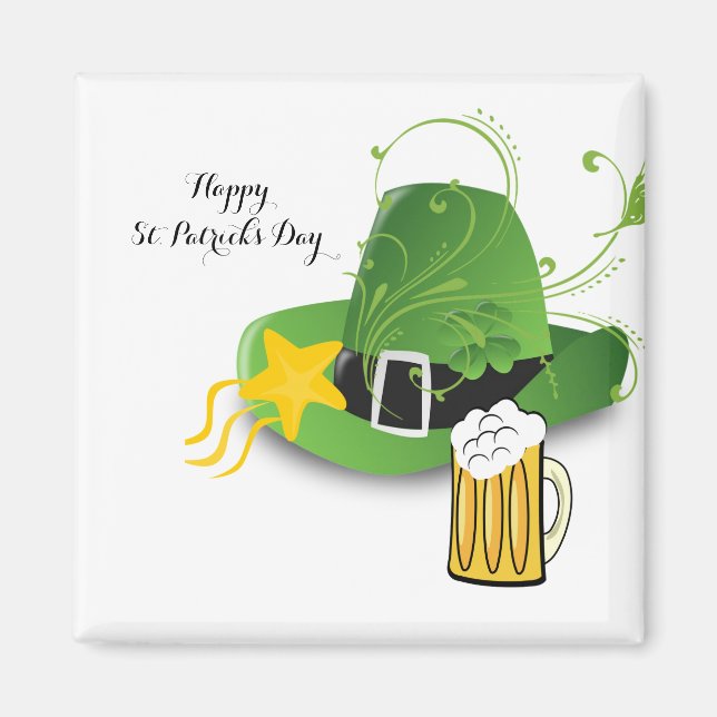 Happy St. Patrick's Day Magnets Hat Beer (Front)