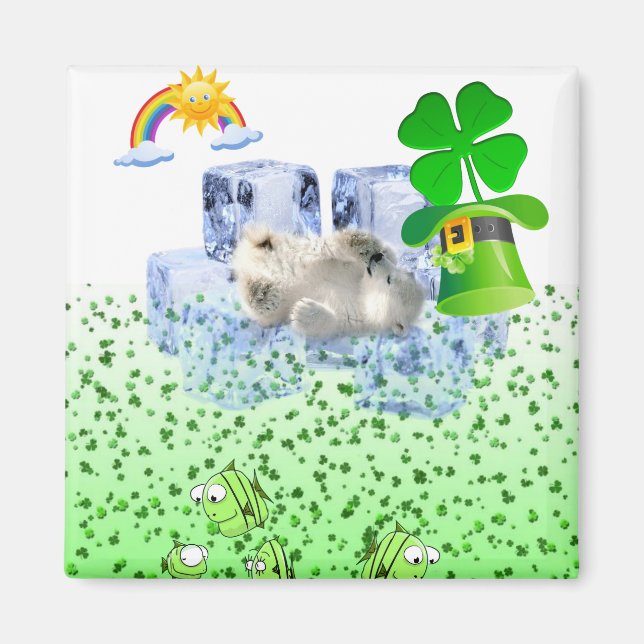 Happy St. Patrick's Day Magnets Polar Bear (Front)