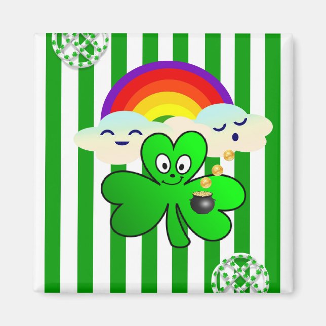 Happy St. Patrick's Day Magnets Shamrock (Front)