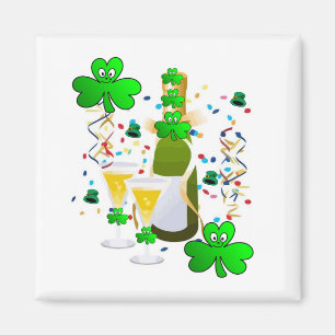 Happy St. Patrick's Day Magnets Shamrock Wine