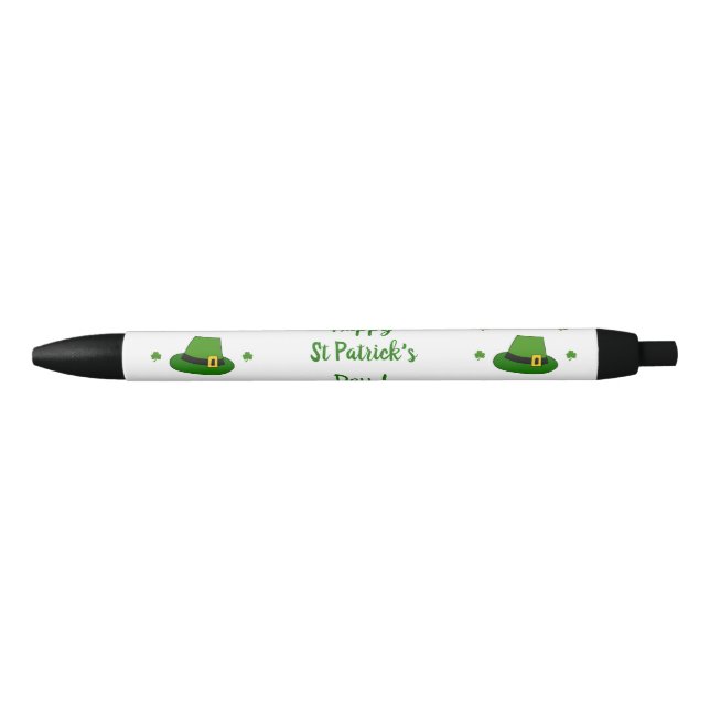 Happy St Patrick's Day Minimalist  Cute Black Ink  Black Ink Pen (Front)