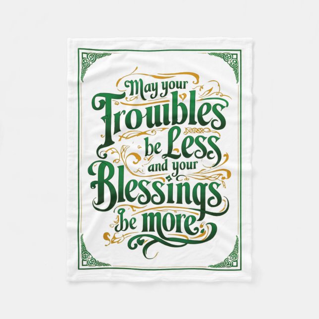 Happy St. Patrick's Day Motivational Quote Apparel Fleece Blanket (Front)