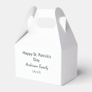 Happy st. Patrick's day name family place simple g Favor Box