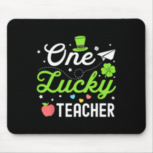 Happy St Patricks Day One Lucky Teacher Shamrock W Mouse Pad