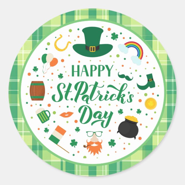 Happy St. Patrick's Day Party Classic Round Sticker (Front)