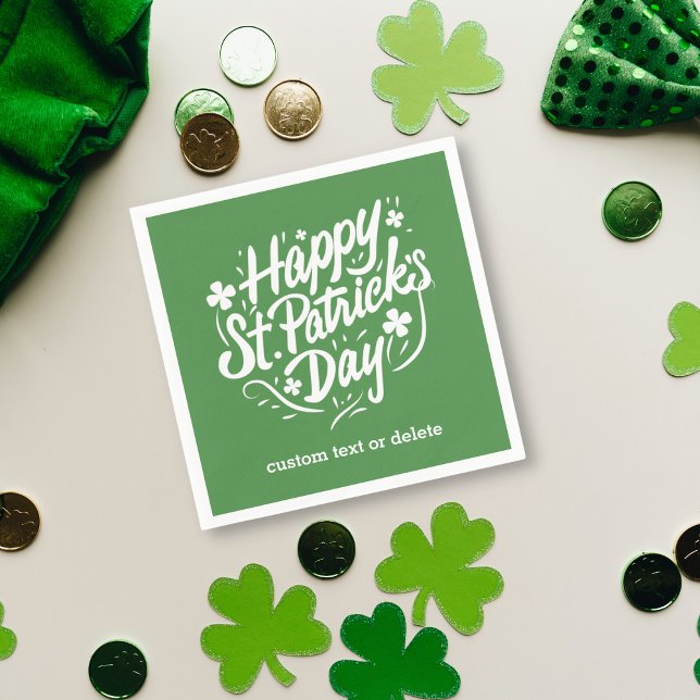 Happy St Patricks Day Party Custom Irish Shamrocks Napkin (Creator Uploaded)