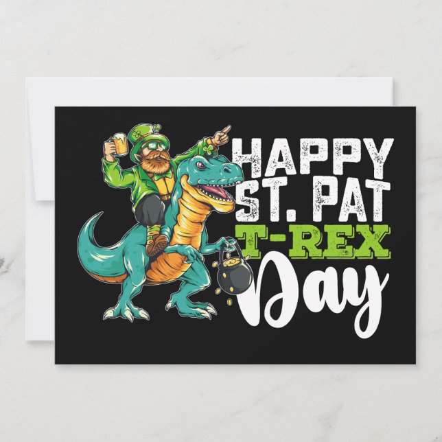 Happy St Patrick's Day Pat T Rex Dinosaur Invitation (Front)