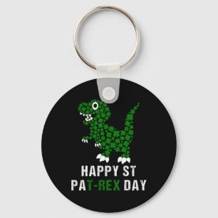 Happy St Patricks Day Patrex T-rex Dinosaur Funny  Keychain