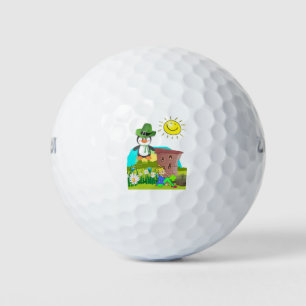 happy st. patrick's day penguin leprechaun golf balls