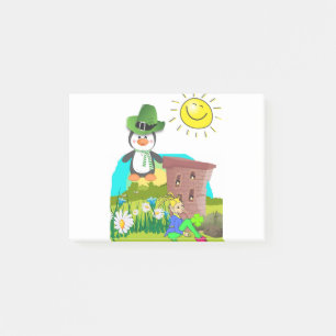 happy st. patrick's day penguin leprechaun post-it notes