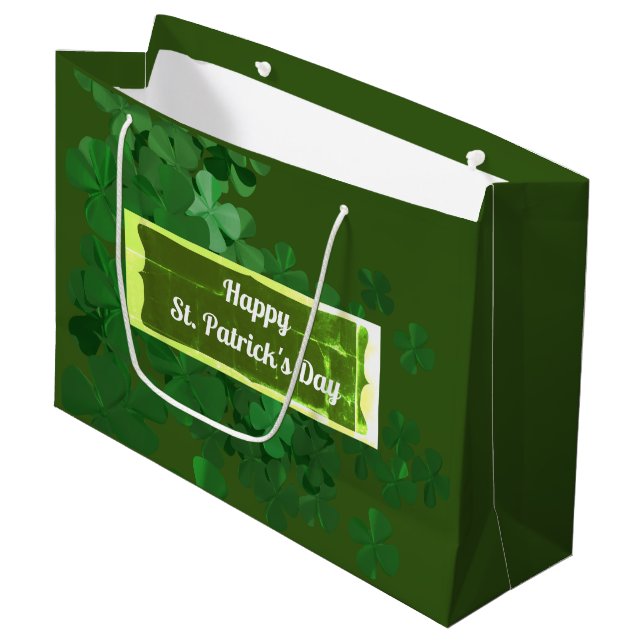 Happy St. Patrick's Day,personalized Large Gift Bag (Front Angled)
