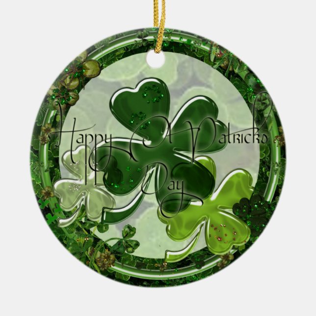 Happy St. Patrick's Day Photo Ceramic Ornament (Front)